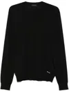 Prada Logo Patch Silk Crewneck Sweater In Black