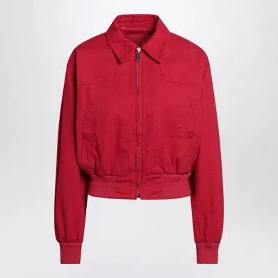 PRADA PRADA  RED BOMBER JACKET IN CANVAS