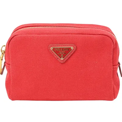 Prada Red Canvas Clutch Bag ()