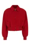 Prada Jackets With Long Sleeves And Ribbed Hem In Red