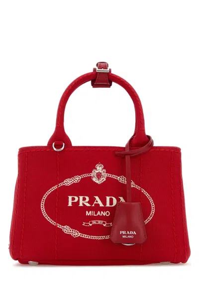 Prada Red Canvas Mini  Jardiniã¨re Handbag In Blue