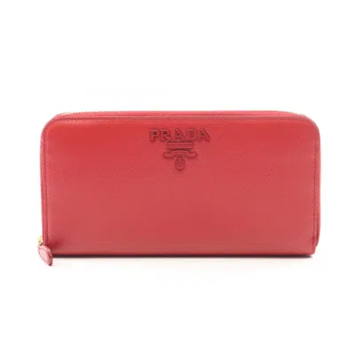 Pre-owned Prada Red Color Leather Long Wallet (bi-fold) ()