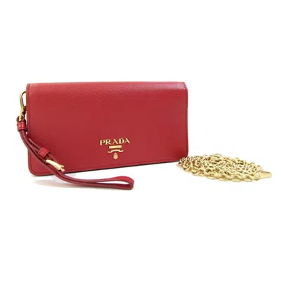 Pre-owned Prada Red Color Leather Pochette Shoulder Bag ()