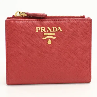 Pre-owned Prada Red Color Leather Wallet (bi-fold) ()