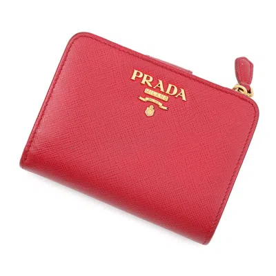 Pre-owned Prada Red Color Leather Wallet (bi-fold) ()