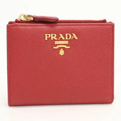 Pre-owned Prada Red Color Leather Wallet (bi-fold) ()