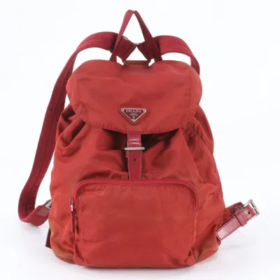 Pre-owned Prada Red Color Nylon Leather Backpack ()