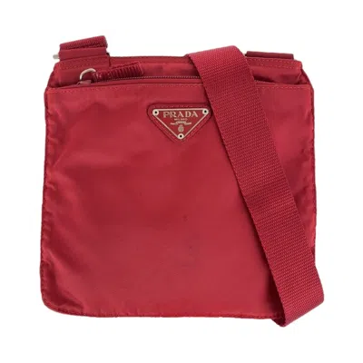Pre-owned Prada Red Color Nylon Pochette Shoulder Bag ()