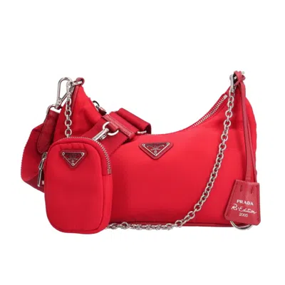Pre-owned Prada Red Color Nylon Shoulder Bag ()