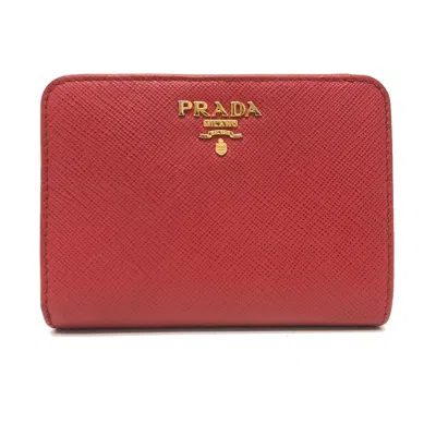 Pre-owned Prada Red Color Saffiano Wallet (bi-fold) ()