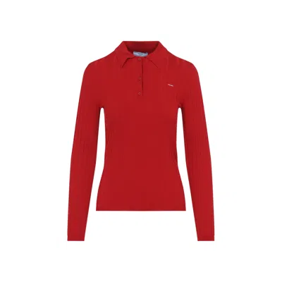 Prada -inspired Cotton Blend Polo Shirt For Women In White