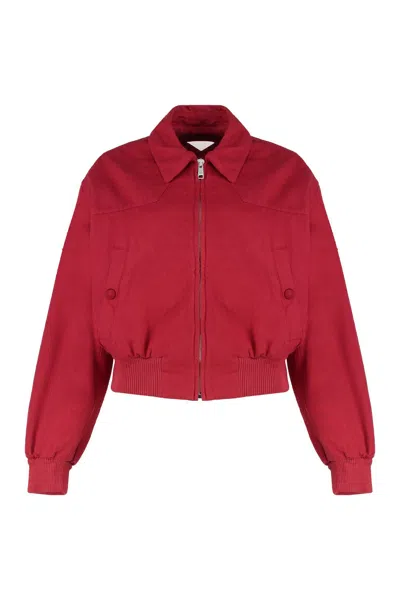 Prada Red Denim Bomber Jacket