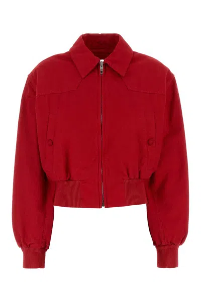 PRADA RED DENIM BOMBER JACKET