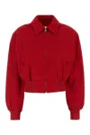 Prada Jackets With Long Sleeves And Ribbed Hem In Rosso