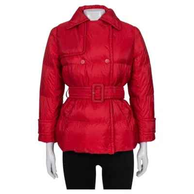 Pre-owned Prada Red Fitted Down Jacket Winter Coat Sz 38/xs