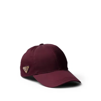 Prada Re-nylon Baseball Cap In Burgundy