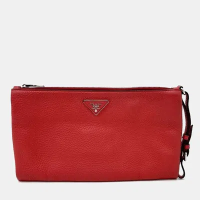 Pre-owned Prada Red Leather Clutch