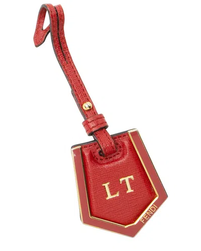 Prada Leather Luggage Tag In Red