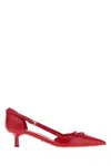Prada Open-side Leather Pumps With Bow Detail And 4.5cm Heel In Red