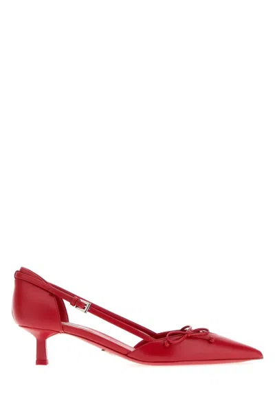 PRADA PRADA RED LEATHER PUMPS