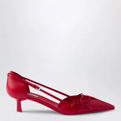 Prada Red Leather Side-open Pumps In Multi