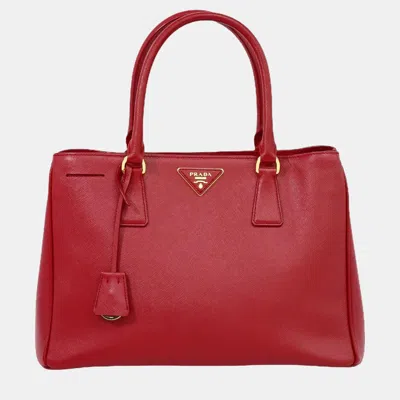 Pre-owned Prada Red Leather Small Galleria Totes