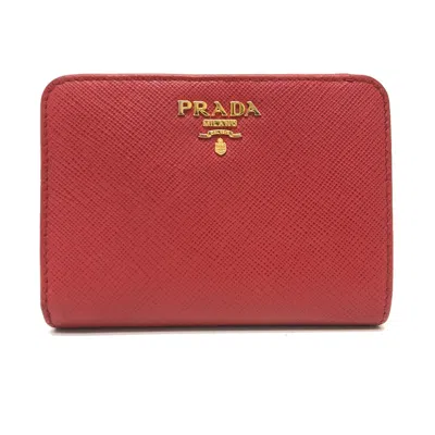 Pre-owned Prada Red Leather Wallet (bi-fold) ()