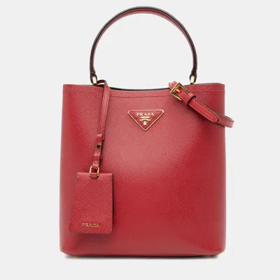 Pre-owned Prada Red Medium Saffiano Cuir Panier