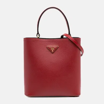 Pre-owned Prada Red Medium Saffiano Cuir Panier Satchel
