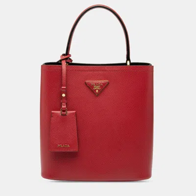 Pre-owned Prada Red Medium Saffiano Cuir Panier Satchel