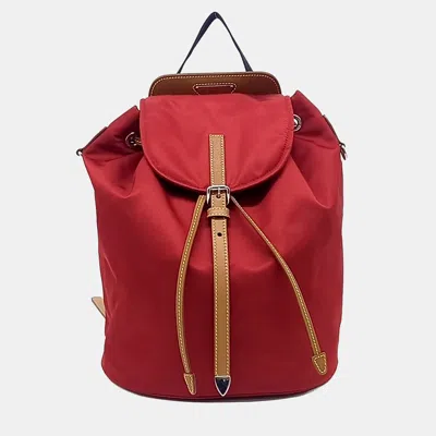 Pre-owned Prada Red Nylon And Saffiano Leather Backpack