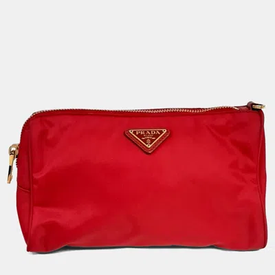 Pre-owned Prada Red Nylon Pouch