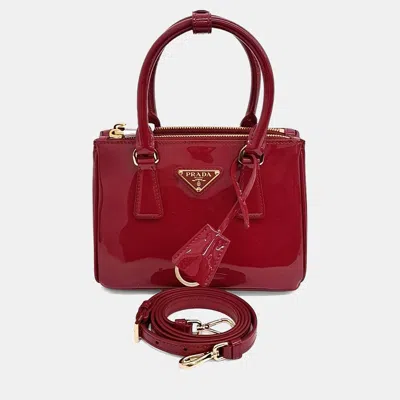 Pre-owned Prada Red Patent Leather Patent Tote And Shoulder Bag