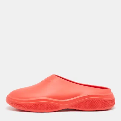 Pre-owned Prada Red Rubber Flat Mules Size 42