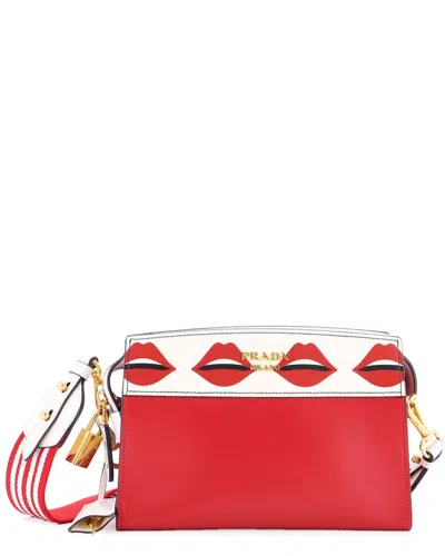 Prada Red Saffiano Leather Bibliotheque Crossbody Printed Small (authentic  Pre-loved)