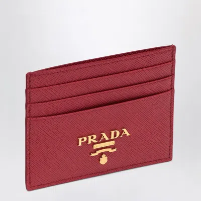 Prada Red Saffiano Leather Credit Card Holder