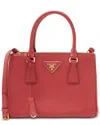 Prada Red Saffiano Leather Lux Double Zip Small Tote (authentic Pre-loved) In Red