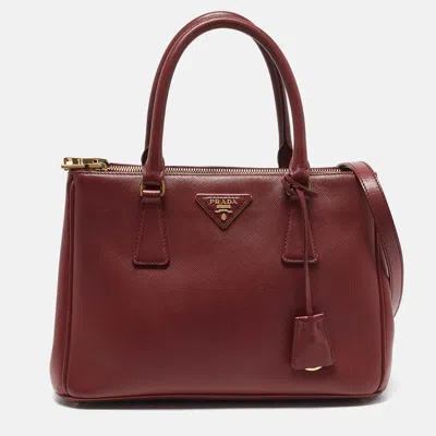 Pre-owned Prada Red Saffiano Leather Medium Galleria Tote