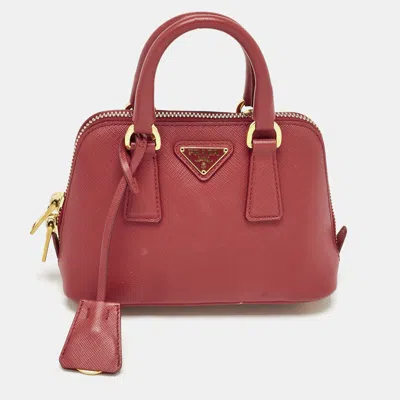 Pre-owned Prada Red Saffiano Leather Mini Promenade Satchel