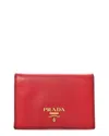Prada Red Saffiano Leather Triangle Bi-fold Card Holder Wallet (authentic Pre-  Loved) In Brown