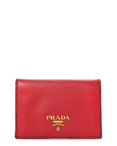 Prada Red Saffiano Leather Triangle Bi-fold Card Holder Wallet (authentic Pre-  Loved)