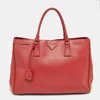 Prada Red Saffiano Lux Leather Large Galleria Tote.. In Pink