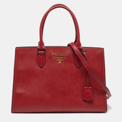 Pre-owned Prada Red Saffiano Lux Leather Tote