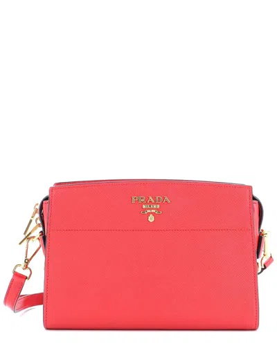 Prada Red Sheep Leather Bibliotheque Crossbody (authentic Pre-loved) In Pink