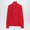 Prada Marocaine Offset Button Silk Top With Scarf