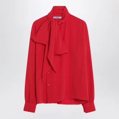 PRADA PRADA  RED SILK BLOUSE WITH SCARF