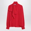 Prada Red Silk Blouse With Scarf In Red