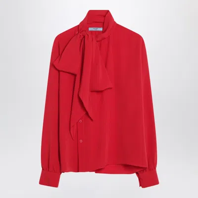 Prada Red Silk Blouse With Scarf