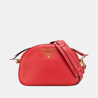Pre-owned Prada Red Vitello Daino Dome Crossbody