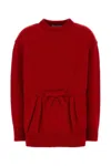 Prada Oversized Knit Sweater With Bow And Pleats In Purple